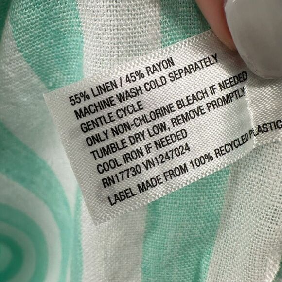 Stoney Clover Lane Target Linen Blend Shorts Mint Green Striped Bow Size S Beach - Picture 4 of 5